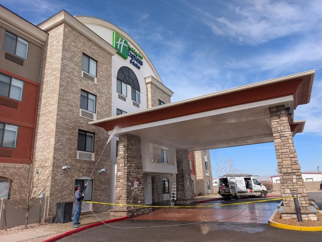 Hotel exterior painted and pressure washed