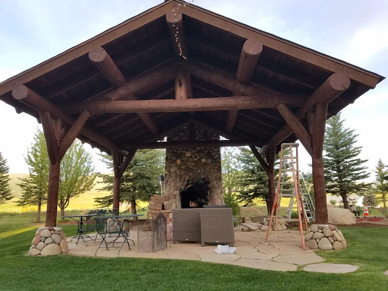 Log gazebo staining — after